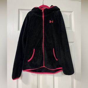 Under Armour Loose Cold Gear - girls hooded - black and pink - medium - EUC
